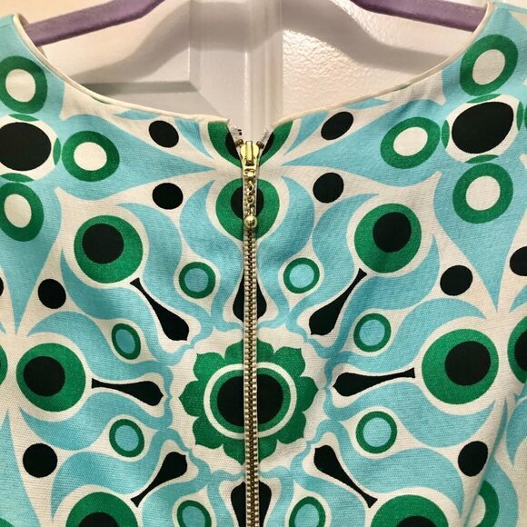 Kate Spade Solar Miriam Sheath Dress Silk Blend Blue Green Size 10 - Picture 7 of 10